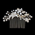 thumbnail image 2 of EeaseCA Wedding Rhinestone Alloy Leaf Hair Comb Bridal Pearl Beaded Comb Jewelry for Decoration Party (Golden), 2 of 7