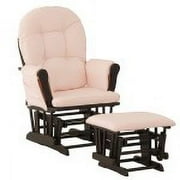 Storkcraft Hoop Glider and Ottoman Black with Light Pink Cushions