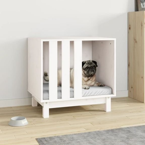vidaXL Dog House White Solid Pine Wood 23.6 x 17.7 x 22.4 in Durable