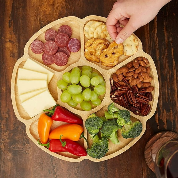 WKWeiS Wooden Flower Shaped Tray Fruit Tray Wood Rotatable Tray Todays Clearance Deal
