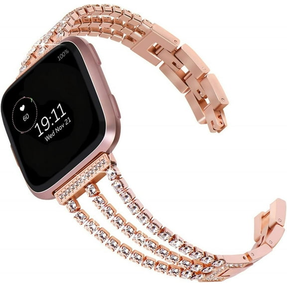 REQO Metal bands Compatible with Fitbit Versa 4&Versa3 Bands Women,Adjustable Diamond Metal Elegant style Strap Replacement Compatible with Fitbit Versa 3&Sense Women