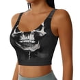 thumbnail image 2 of Balery Black White Hat Skull Sujetadores deportivos con espalda cruzada para mujer, acolchados, sin costuras, de alto impacto, ideales para yoga, gimnasio, entrenamiento y fitness.-Small, 2 of 8