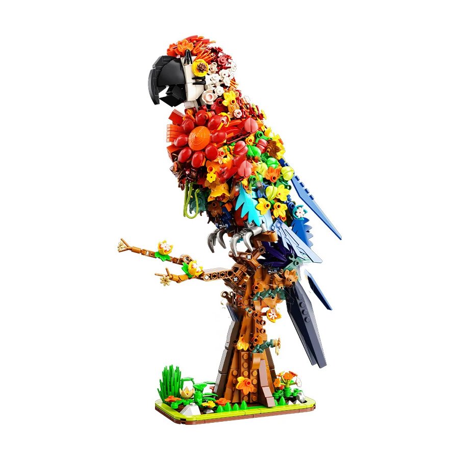 Creative 1100PCS Parrot Building Blocks Kit Flower Animal Series Bird Model Assembly Brick Home Decoration Toy Gift for Kids 14+