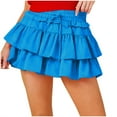 thumbnail image 3 of Jinhomg Jupe Superposée Femme Mignonne Ourlet à Volants Robe Plissée Évasée Confortable Taille Élastique Mini Robe Mode 2025 Y2K Mode Urbaine Bleu m, 3 of 7