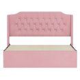 thumbnail image 2 of Elegant Queen Size Bed With Upholstery, Crystal Button Accents, Wingback Headboard, And Functional Under Storage, Pinkish Colorway Pink, 2 of 6