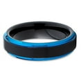 thumbnail image 3 of Blue Tungsten Wedding Band 6mm Tungsten Wedding Band Tungsten Carbide Ring Brushed Black Comfort Fit, 3 of 3