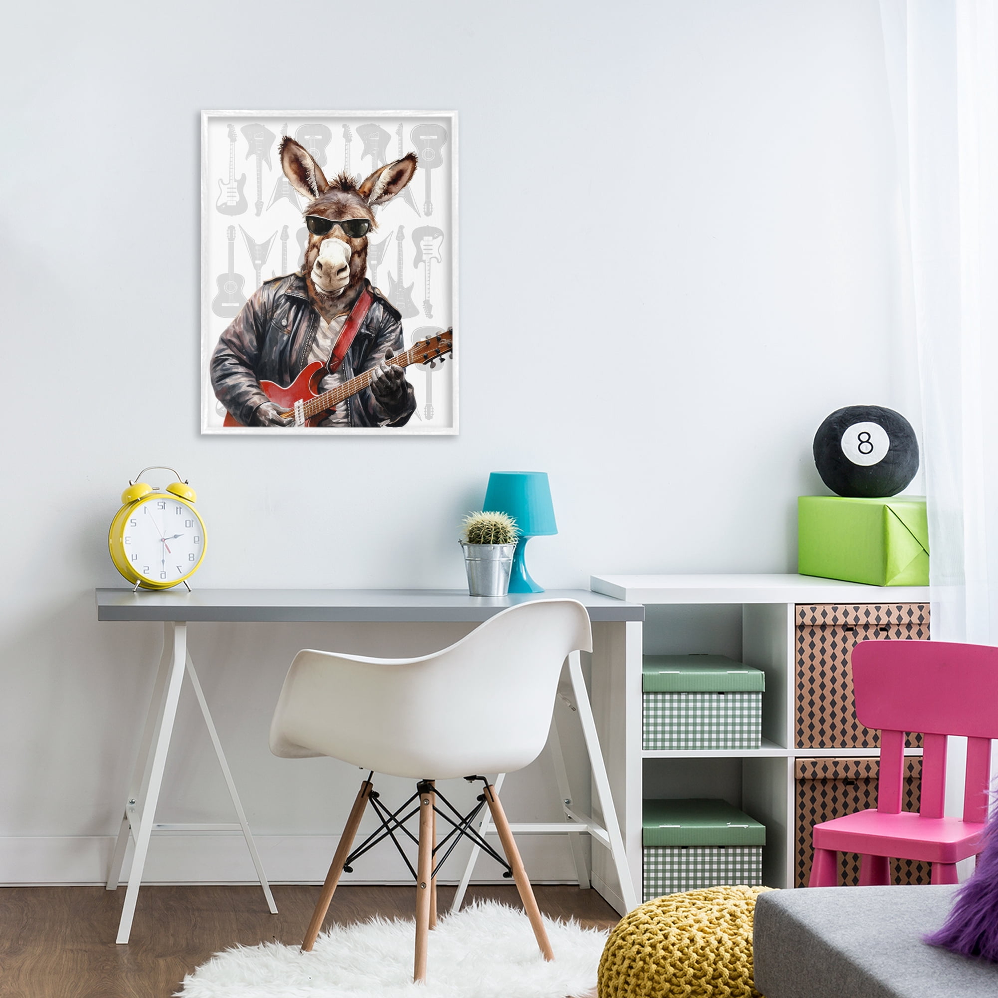 Stupell Industries Performing Musician Donkey White Framed Giclee Art, design by CAD Designs