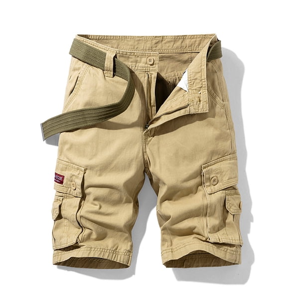 Ceisia Men's Summer Casual Solid Zipper Pocket Cargo Shorts Elastic Waist Multi Pants Lightweight Gifts for Father Multicolor 32