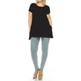 thumbnail image 4 of Women's Plus Size Casual Solid Short Sleeve Round Neck Tunic Tops with Side Pockets, 4 of 6