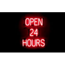 SpellBrite OPEN 24 HOURS LED Sign for Business. 20.8" x 23.8" Red OPEN 24 HOURS Sign Has Neon Sign Look With Energy Efficient LED Light Source. Visible from 500  Feet, 8 Animation Settings.