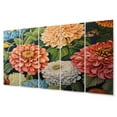 thumbnail image 2 of Designart "Coral Green Zinnias Charm Zinnia Garden" Floral Wall Art Prints Set, 2 of 5