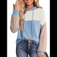 thumbnail image 2 of Sudadera con Capucha para Mujer, de Gran Tamaño, con Bloques de Color, Larga y Cordón Ajustable, Estilo Casual, Otoño 2025 Azul XL, 2 of 5