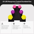 thumbnail image 3 of BalanceFrom 20 lb Neoprene Coated Iron Dumbbell Hex Weights Set with Stand, Color-Coded, 3 of 12
