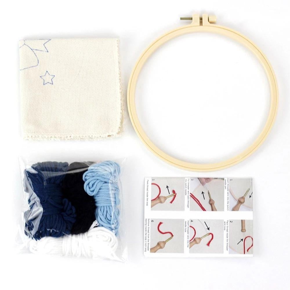 2 Pack Mountains,Dusk Easy Punch Needle Embroidery Starter Kits for Kids and Adults Beginners with Punch Needle Tool,Threader, Stamped Fabric Embroidery,Hoop,Pen, Punch Needle Kits