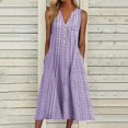 thumbnail image 1 of Vedolay for Women's Summer Casual Tshirt Dresses V Neck Short Sleeve Loose Dress with Pockets,Purple 3XL, 1 of 5