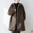 thumbnail image 2 of Lovskoo 2024 Women's Shearling Jacket Long Sleeved with Pockets Windproof and Warm Insulation Single Breasted Long Plush Coat Coffee, 2 of 9