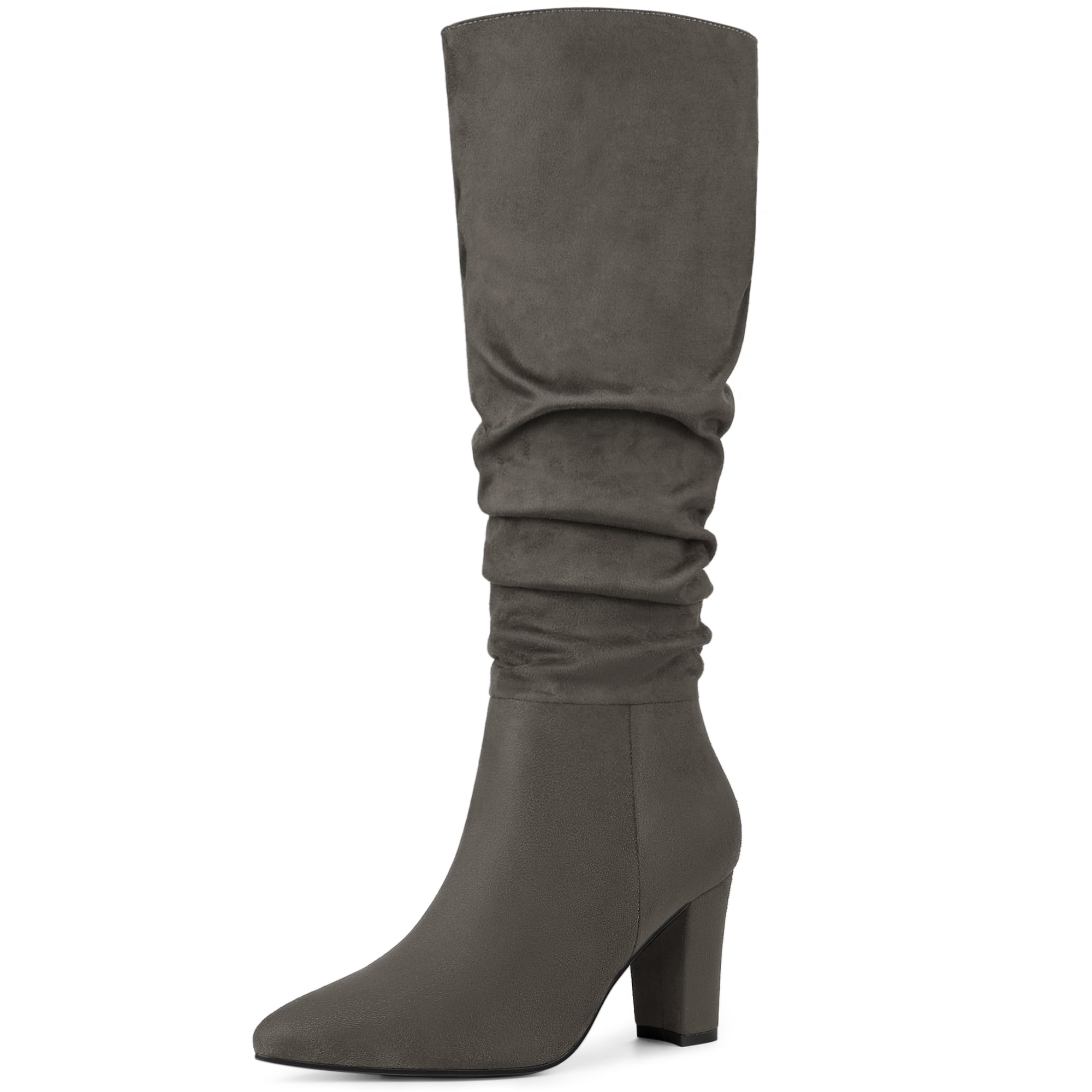 Black slouch knee high boots hot sale