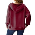 thumbnail image 4 of QQAMB Womens Sweatshirt Zip Up Hoodie Gold Zipper Comfy Cool Hoodies Fall Casual Jackets with Pocket Wine M, 4 of 7
