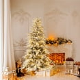 thumbnail image 2 of Patiojoy 6 FT Snow-flocked Artificial Christmas Tree Pre-lit Hinged Xmas Tree with 250 Warm White LED Lights, 2 of 9