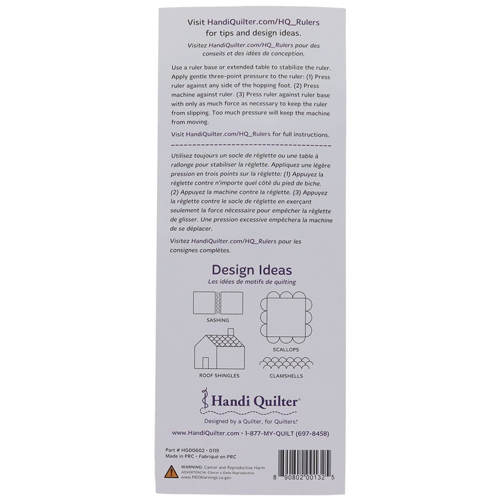 HQ Mini Scallop Ruler 3-Inch x 8-Inch Longarm Template by Handi Gadgets