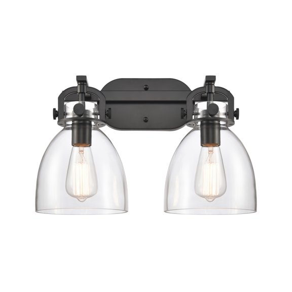 412-2W-BK-7CL-Innovations Lighting-Newton Bell - 2 Light Bath Vanity