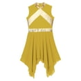 thumbnail image 5 of Xnihocha Girl's Praise Dance Tunic Color Block Asymmetrical Overlay Dress Liturgical Worship Lyrical Dance Dress Yellow 6, 5 of 7