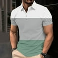 thumbnail image 2 of yillto Mens Fashion Golf Shirts Short Sleeve Buttons Neck Color Block Shirt Basic Summer Shirts for Men, 2 of 5