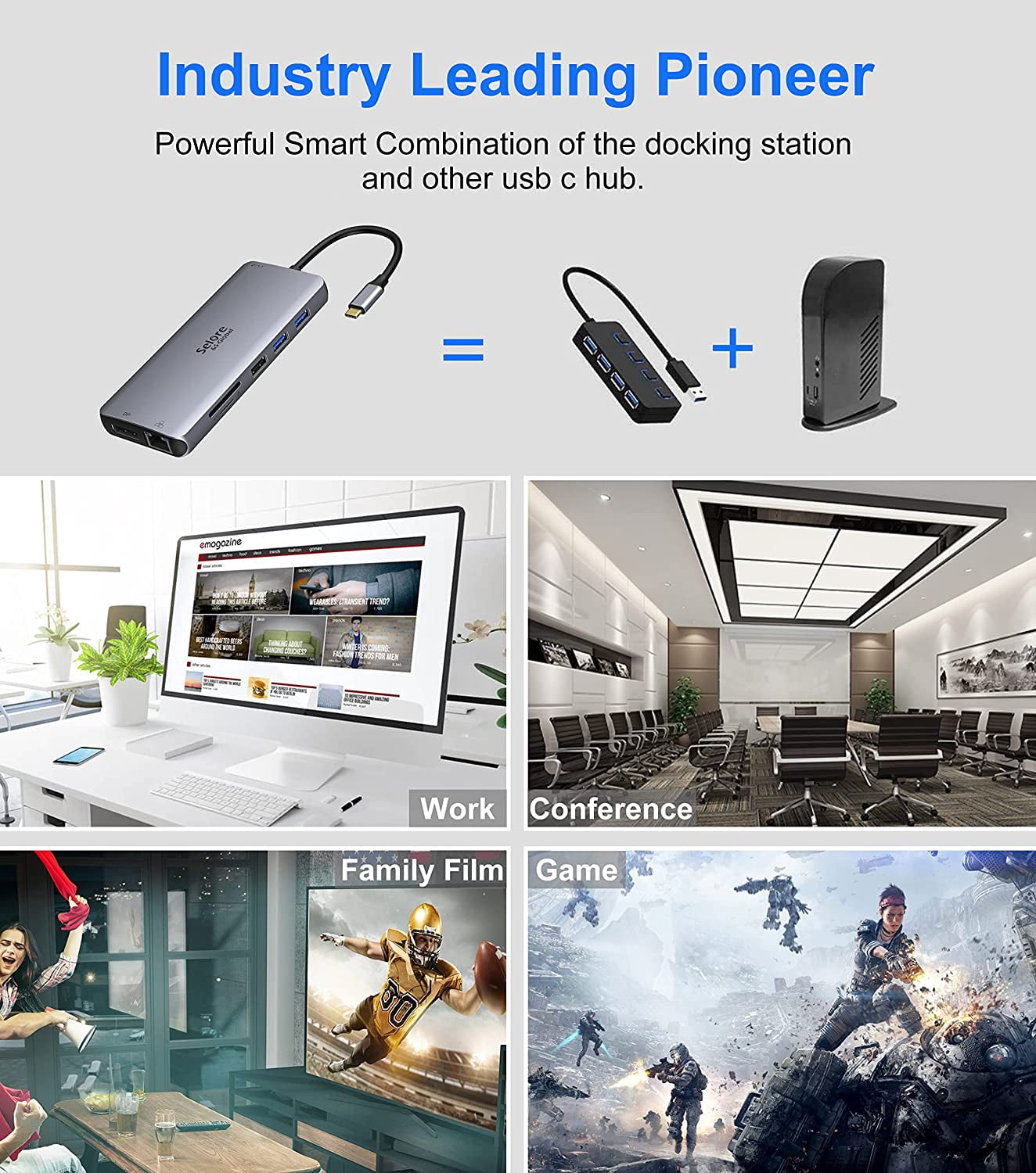 USB C Docking Station Dual Monitor,USB C to HDMI Adapter,Type C Hub Multiport Adapter with Displayport,100WPD USB3.0,SD/TF,Ethernet,3.5mm Audio,Laptop Docking Station for Dell/Hp/XPS/Surface.etc