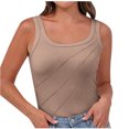 thumbnail image 2 of Women's Summer Casual Sleeveless Solid Tank Top U-Neck Ribbed T-shirt, 2 of 8