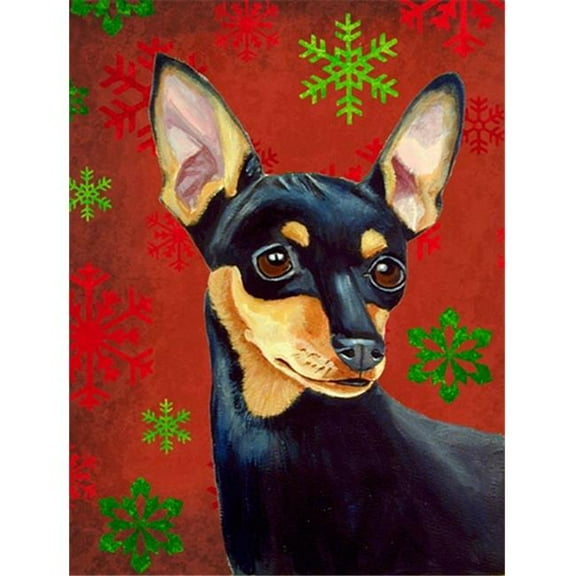 11 x 15 In. Min Pin Red And Green Snowflakes Holiday Christmas Flag, Garden Size