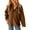 Brown, variant on GigrtiJin Womens Winter Fleece Jackets Long Sleeve Solid Color Zip up Coats Fuzzy Collar Jacket Outerwear with Pockets
