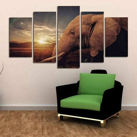 Ustyle 5 Panels Closeup View Elephant Wall Art Sunset Print On Polyester Nature Painting For Home Decoration Canada - Elephant Wall Painting Ustyle 5 Panels Closeup View Elephant Wall Art Sunset Print On Polyester Nature Painting For Home Decoration Canada - Elephant Wall Painting