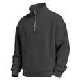 thumbnail image 6 of Mens Waffle Knit Sweatshirts Quarter Zip Trendy Stand Collar Oversized Sweaters Casual Long Sleeve Stylish Tops Outdoor (XL, Dark Gray#C), 6 of 6