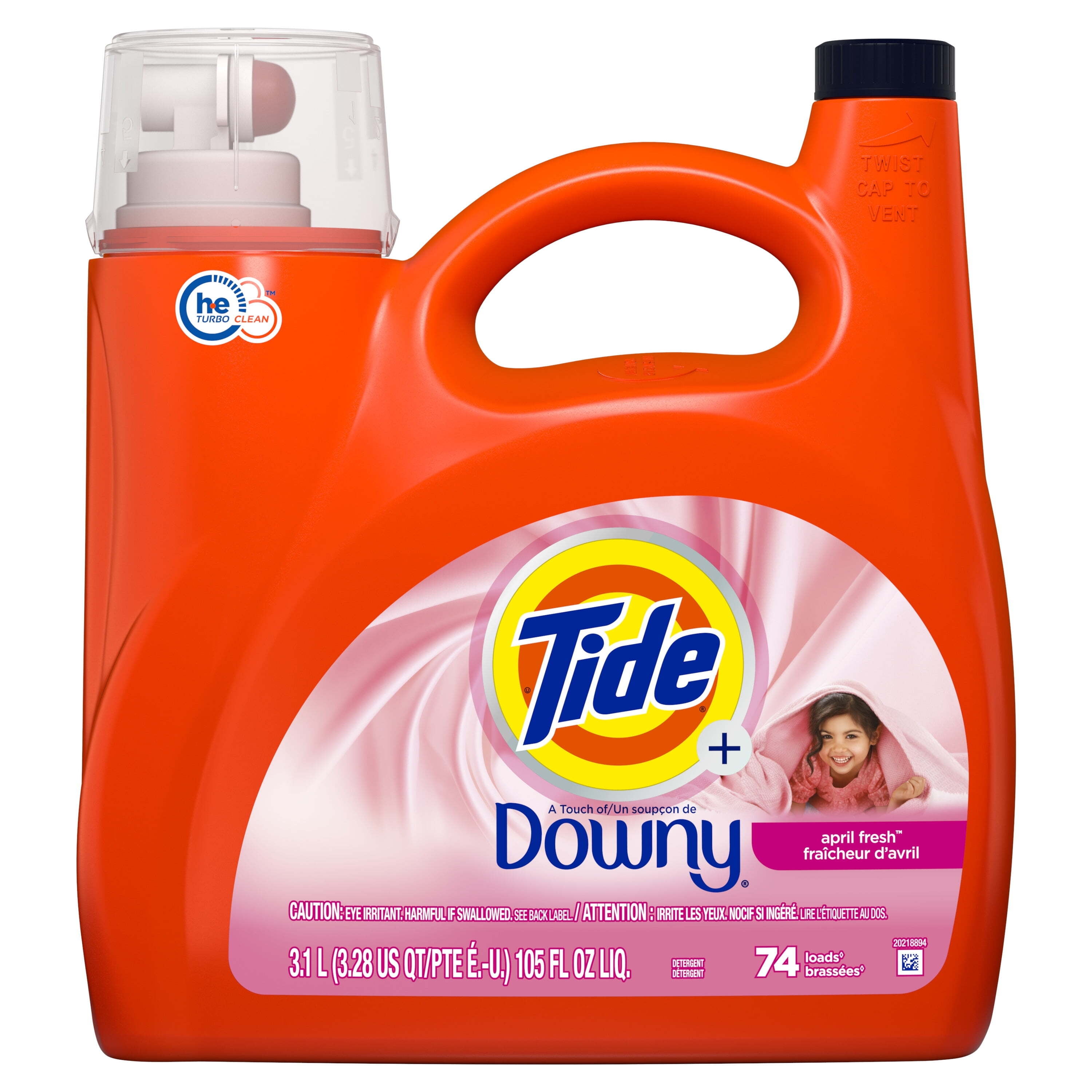 Tide Plus a Touch of Downy Liquid Laundry Detergent, April Fresh Scent, 74 Loads, 105 fl oz
