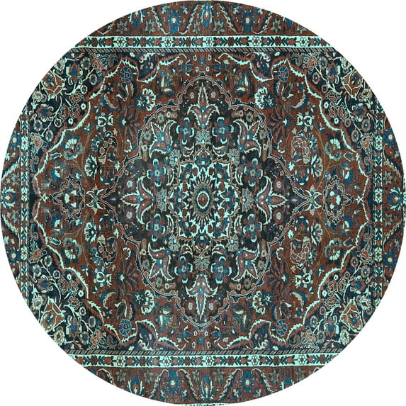 Ahgly Company Indoor Round Persian Light Blue Traditional Area Rugs, 8' Round