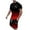 Red, variant on HXWCHs 2025 Summer Men's Athletic Suit Casual Color Block Tracksuit Set with Drawstring Waist and Short Sleeve Design Green M