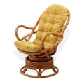 thumbnail image 3 of SK New Interiors Java Swivel Rocking Lounge Chair Natural Rattan Wicker with Light Brown Cushion, Colonial, 3 of 6