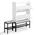 thumbnail image 3 of Ktaxon Farmhouse Shoe Cabinet w/ Bench, Entryway Shoe Storage Cabinet Shoe Rack Organizer for Hallway Bedroom Closet Living Room Home Apartment, White, 3 of 15