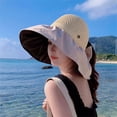 thumbnail image 3 of Siminsem Breathable Cotton Sun Hat for Women with Ponytail Hole, UPF 50+ Wide Brim Gardening Cap, Foldable Beach Protection Summer Hat for Hiking Travel Outdoor Activities, Beige, One Size, 3 of 3