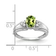 thumbnail image 3 of 14K White Gold Ring Band Gemstone Diamond Round Peridot Oval Green, Size 5, 3 of 3