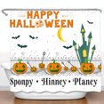 thumbnail image 1 of Whimsical Halloween Shower Curtain with "Happy Halloween" Design Lanterns & Personalized Names, 1 of 5