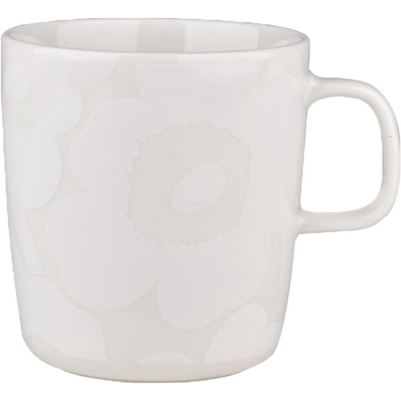 MARIMEKKO - Oiva Unikko Large Mug 14oz, White Poppy