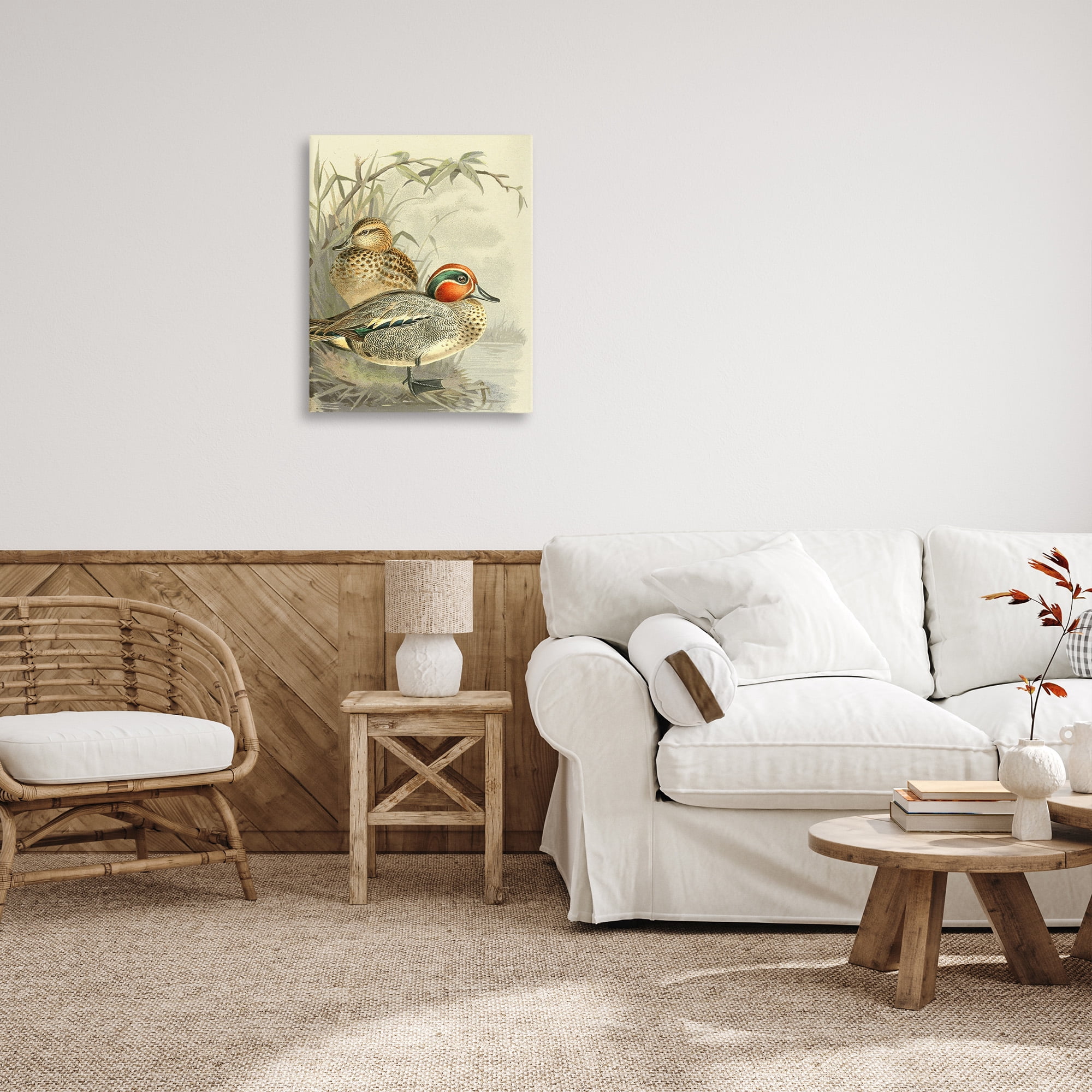 Stupell Industries Ducks with Pond Botanicals Animals & Insects Painting Gallery Wrapped Canvas Art Print Wall Art, 24 x 30