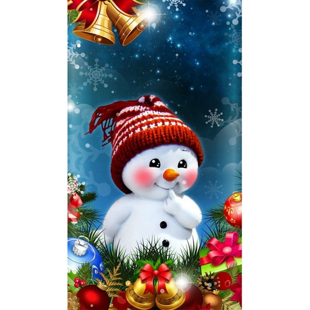 Cuadros Decorativos Kit de pintura de diamantes muñeco de nieve cuadro de pared de diamantes de imitación redondo completo JShteea Nuevos Originales