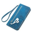 thumbnail image 5 of TECH CIRCLE Samsung Galaxy S22 Wallet Case,Embossed Flower PU Leather Folio Flip Protective Zipper Cover with Wrist Strap RFID Blocking Card Holder Kickstand Case for Galaxy S22 6.1" 2023, Blue, 5 of 15