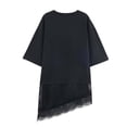 thumbnail image 4 of Trendfront Womens Summer Crew Neck Short Sleeve Tops Openwork Detail Patchwork Tees Solid Color Plain Style T-Shirts, 4 of 4