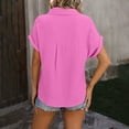 thumbnail image 4 of Njoeus Women's Summer Short Sleeve T-Shirt Button Up Cotton Blended Shirts Loose Casual Shirt Tops Blouses with Pocket S-XXL, 4 of 4