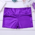 thumbnail image 7 of Aislor Girls Shiny Metallic High Waist Booty Shorts Dance Sports Slim Fit Hot Pants Activewear Size 4-14 A Purple 12, 7 of 7