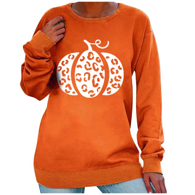 Pompotops Women Thanksgiving Print Loose O-Neck Long-Sleeved Fleece Oversized Sweatshirt Pullover