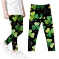 thumbnail image 7 of Avrnliq Girls St. Patrick's Day Green Clover Stretchy Leggings, 95% Polyester 5% Spandex, Size 110-150 for School & Holiday Parades,Size 5 T, 7 of 7